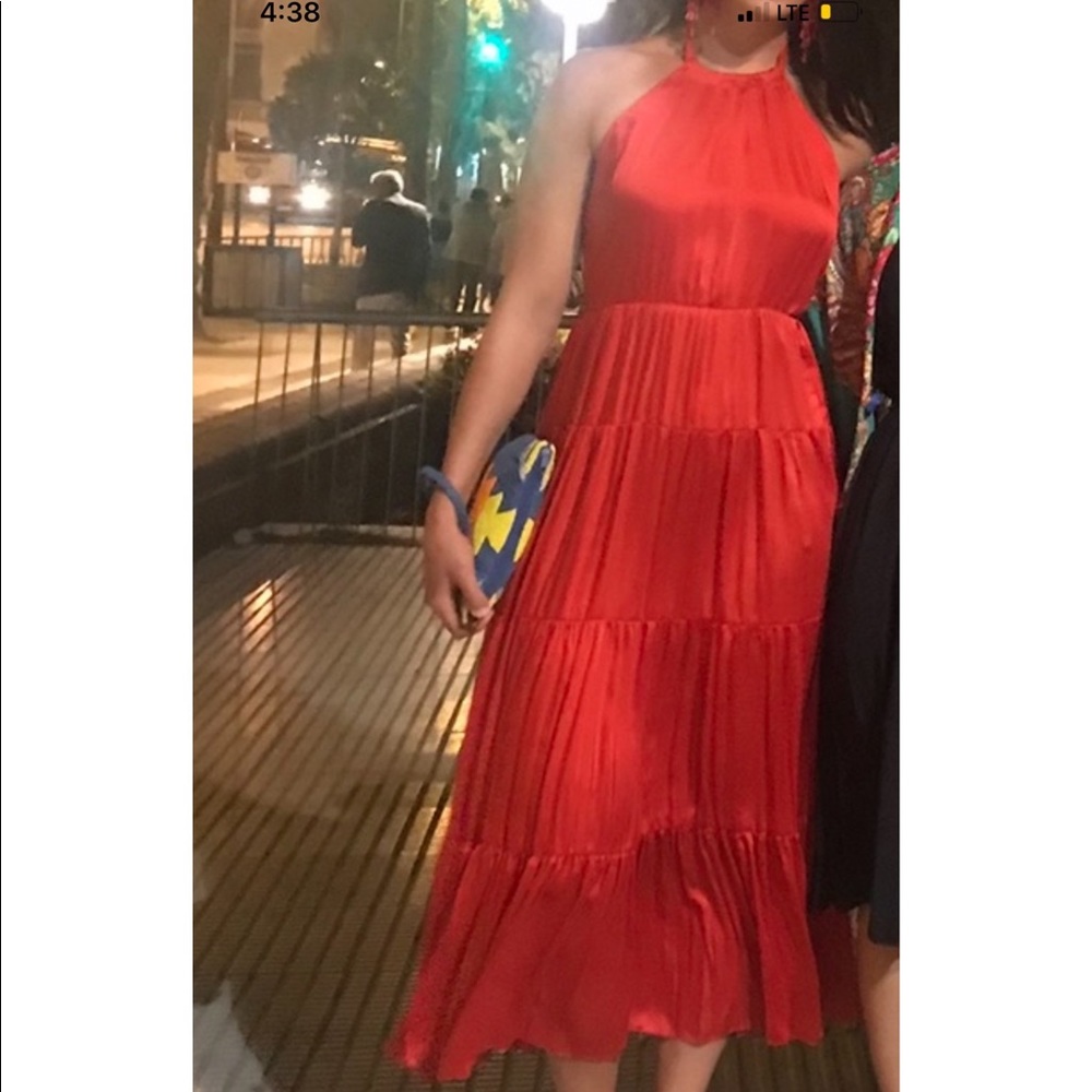 Zara Orange Maxi Halter Dress